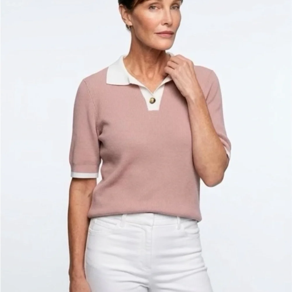 Bluivy Pink Short Sleeve Polo Top - Picture 1 of 4